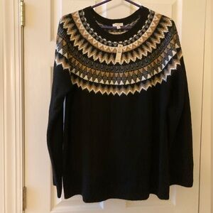 Talbots Outlet Fair Isle Black Sweater, Size L. NWT